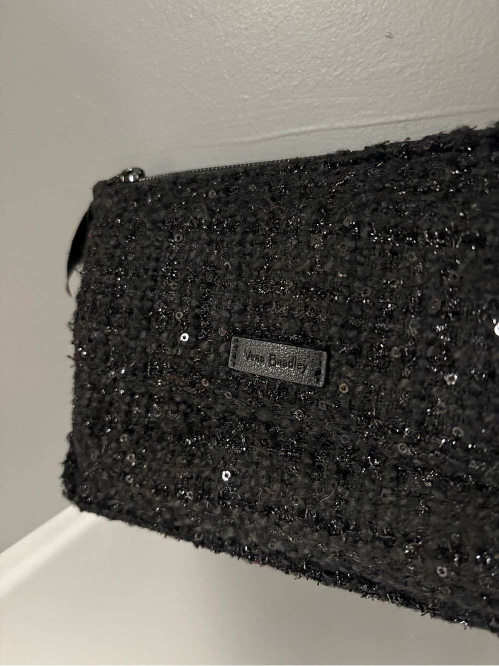 Vera Bradley Black Sequin Tweed Clutch Wristlet